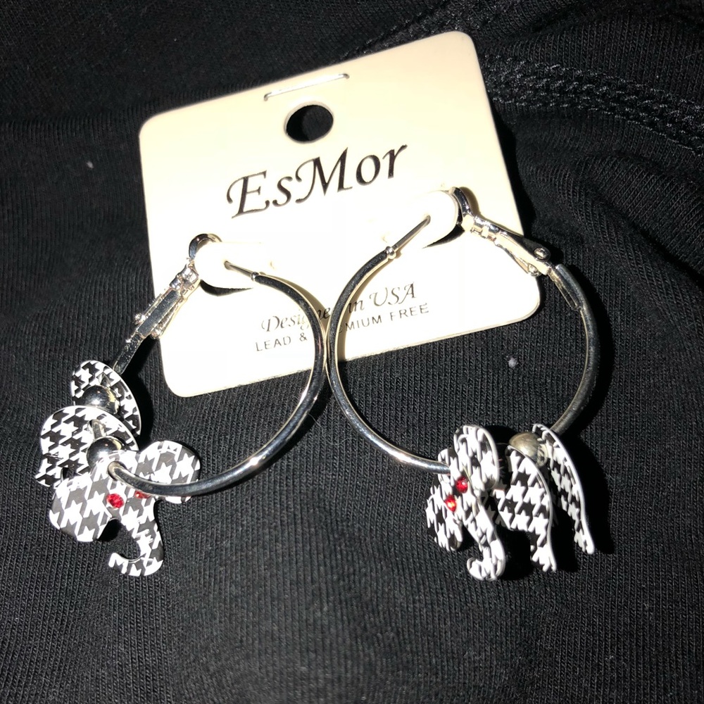 Houndstooth Elephant Earrings